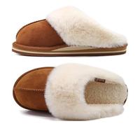 KuaiLu Womens House Slippers Ladies Comfortable Memory Foam Warm Winter Closed Toe Shoes Slip on Cushion Bedroom Indoor Outdoor Hard Sole Chestnut Size 8