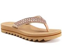 KuaiLu Womens Orthopedic Flip Flops with Arch Support Yoga Mat Cushion Fashion Rhinestone Sandals Summer Walking Beach Travel Thong Slides Comfy Plantar Fasciitis Indoor Outdoor Sandles Beige 8