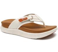 KuaiLu Womens Orthotic Flip Flops with Arch Support Plantar Fasciitis Walking Sandals For Women Ladies Leather Athletic Cushion Recovery Sandals Slip On Indoor Outdoor Summer Casual White Khaki UK 9