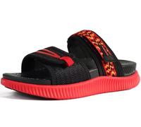 KuaiLu Womens Orthotic Slides Athletic Thick Cushion Recovery Sandals Adjustable Strap Open Toe Slip On Yoga Mat Walking Ladies Sport Sandles Comfort Plantar Fasciitis Arch Support Red Black Size 6