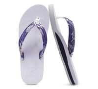 KuaiLu Womens Yoga Mat Flip Flops with Comfortable Arch Support Ladies Summer Beach Pool Waterproof Thong Sandals Comfort Supportive Cushion Slip on Cheap Flipflops Floral Purple 5