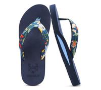 KuaiLu Womens Yoga Mat Flip Flops with Comfortable Arch Support Ladies Summer Beach Pool Waterproof Thong Sandals Comfort Supportive Cushion Slip on Cheap Flipflops Floral Blue 5