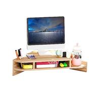 KUAIYU Triangle Monitor Stand Riser,Cut Triangle Save Space Desktop Corner,Desktop corner shelf with drawers wooden computer stand with storage laptop risers office organization. (No drawer)