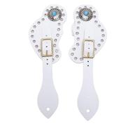 KuaJiGo 2Pcs Spur Strap Set, Artificial Leather Rhinestone Spur Holder, Adjustable Cowboy Boot Spur Straps with Decorative Studs for Western Riding and Equestrian Use (White)