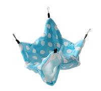 KuaJiGo 3 Layer Small Animal Hammock, Pet Warm Plush Hanging Bed with Metal Hook for Hamster Ferret Squirrel, Soft Flannel Multi Level Sleeping Bag for Cage Use (Blue)
