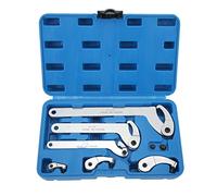 KuaJiGo 8 Pcs Adjustable Hook Pin Wrench Set, C Hook Round Head Spanner with Interchangeable Hooks and Pins for Motorcycle Dirt Bike Suspension Nuts Bolts, Chrome Molybdenum Steel Hand Too