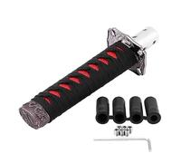 KuaJiGo Universal Japanese Sword Gear Shift Knob, Manual Transmission Shift Lever Knob with 4 Adapters (8mm-12mm), Carbon Steel Handle Wrapped in Cloth, Black Red Design for Cars Trucks SU