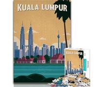 Kuala Lumpur Jigsaw Puzzles for Teenagers 1000 Piece Puzzle,Help The Brain Exercise Addictive Toys to Cultivate Patience A Work of Art 50x75cm