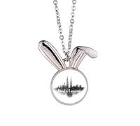 Kuala Lumpur Malaysia Landmark Ink City Rabbit Necklace Pendant Bunny Animal Jewelry Gift