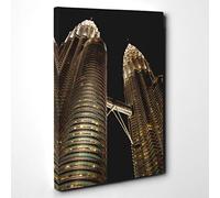 Kuala Lumpur Malaysia Petronas Towers (1) Canvas Print | Gallery Wrapped 30mm Frame Wall Art | 30x20 inches | Ready to Hang | Modern Picture | Living Room Bedroom Lounge Office