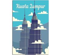 Kuala Lumpur Malaysia Skyline Vintage Travel Poster Retro Wall Art Canvas Poster Art Print Room Decor Home Decor Unframed 50x75cm