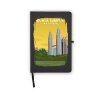 Kuala Lumpur Malaysia Travel Destination Notebook, Blank Pages, Faux Leather Cover, Planner, Journal, Workbook
