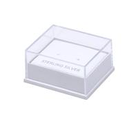 Kualitas 10 Clear Lid White Earring Display Boxes With Sterling Silver Embossed Earring Pad 41 x 35 x 21 mm Clear/White Jewellery Box