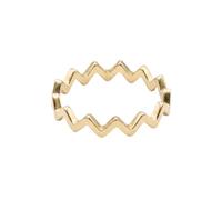 Kualitas 18k Flash Gold Plated Zig Zag Ring, Geometric Wave Band Ring, Minimalist Stacking Ring, Modern Statement Jewellery, M UK/AU