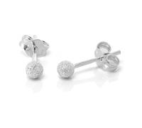 Kualitas 925 Sterling Silver Frosted Ball Stud Earrings, Fine and Dainty, 3mm or 4mm, Pair (3mm)