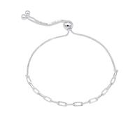 Kualitas Genuine 925 Sterling Silver Adjustable Slider Bracelet - 2.7mm Paperclip Chain on 1mm Box Chain