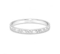 Kualitas Sterling Silver Pave Band Ring, 2.4mm Frosted Stardust Finish, Women's Stackable Wedding Band (P)