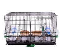 KUANDARM Black Iron Bird Cages For 2 Birds Large Indoor Pigeon Cage With Partition, Black D