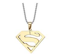 KUANDARMX Gift of lover Titanium Steel Necklace Beautiful Hip Hop Necklace Men And Women Pendant Personality Rapper Accessories Superman Simple Hipster Pendants Boutique packaging, Gold