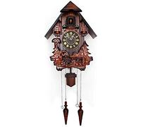 KUANDARMX Plastic Dial Black Forest Chalet Quartz Cuckoo Clock, Wooden Handcrafted Wall Clock, B, Normal