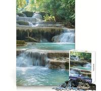Kuang Si Waterfall Laos 1000 Piece Jigsaw Puzzle for Teenagers Logic Fun High Def Print Home Enjoyable Ideal Decor (50x75cm)