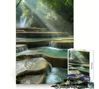 Kuang Si Waterfall Laos 1000 Piece Jigsaw Puzzle for Teenagers Logic Fun High Def Print Home Enjoyable Ideal Decor (38x52cm)