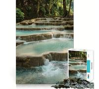 Kuang Si Waterfall Laos 1000 Piece Jigsaw Puzzle for Teenagers Sharp Logic Home Fun Family Pastime Room Accent (38x26cm)