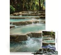 Kuang Si Waterfall Laos 1000-piece Puzzle for Teenagers Recall Power Clear Color Family Activity Perfect Decor (38x52cm)
