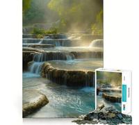 Kuang Si Waterfall Laos 1000 Pieces Jigsaws Adults Puzzles Gifts DIY Play Rich Detail Hard Challenge Xmas Fun Gift (38x52cm)