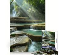 Kuang Si Waterfall Laos Adult Jigsaw Puzzles1000 Pieces DIY Play Perfect Connection Pattern Assemble Art Display (50x75cm)