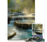 Kuang Si Waterfall Laos Jigsaw Puzzles for Adults 1000 Pieces Recall Enhancer Creative Play Pattern Build Birthday Gift (38x26cm)