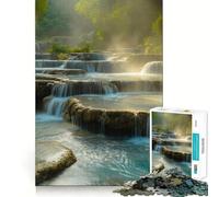 Kuang Si Waterfall Laos Jigsaw Puzzles for Adults 1000 Pieces Recall Enhancer Creative Play Pattern Build Birthday Gift (38x26cm)
