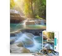 Kuang Si Waterfall Laos Puzzles for Adults 1000 Puzzles Brain Teaser Sharp Detail Family Pastime Art Piece (38x52cm)