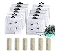 KuangBiao 12 Pack Medium Filter Cartridges+ 6 Pack Ammonia Reducer Filter Pads Compatible with Aqueon QuietFlow LED PRO Power Filter Size 10 & E Internal Power Size 20 & Zilla Size 20