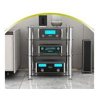 KUANGGE HiFi Racks4-Tier Glass Media Stand HiFi Racks AV Component Cabinet Stereo Rack With Tempered Glass Shelf, Open Media Storage Shelves Stereo Cabinet(72cm-28.3in)