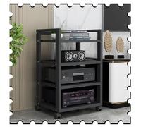 KUANGGE HiFi RacksMedia Stand 4 Tier 31in Tall Audio Video Component Cabinet, AV Cabinet Stereo Rack For Office Home Theater, Storage For Entertainment Stereo Component(Black)