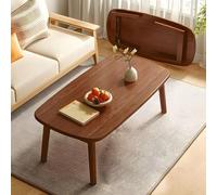 KUANGGE Mid Century Oval Wood Coffee Table，Living Room Tables Folding Table, Solid Wood Legssmall Sofa Side Table, Multifunctional Bedroom Leisure Table，No Assembly (Color : Dark Brown, Size : 100cm