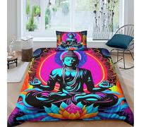 KuangGeKG Buddha statue Quilt Cover 3D Print Bedding Sets Unique Culture 2 Pieces With Cushion Zipper Closure Antifungal Lightweight Soft for Gifting to Colleagues,Family,Friends Single(135x200cm)