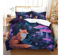 KuangGeKG Fox Quilt Cover 3D Print Bedding Sets Cartoon Animals 3 Pcs with Pillowcases Zipper Closure Easy Care Super Soft Comfortable Suitable for Men And Women Double（200x200cm）