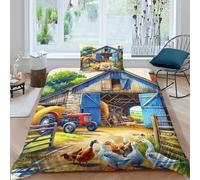 KuangGeKG Tractor Quilt Cover 3D Print Bedding Sets Farm machinery 2 Pcs with Pillowcases Zipper Closure Antifungal Lightweight Soft for Children Adults Single（135x200cm）