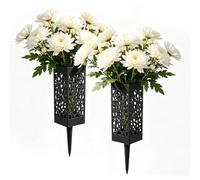 Kuanght 2PCS Cemetery Vases for Grave, Plastic Headstone Vase with Drainage Design and Spike Stake, Memorial Tombstone Flower Holder for Memorial Visits, Remembrance Ceremonies and Funeral Services