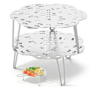 Kuanght 2PCS Collapsible Steamer Rack with Trivet, Stainless Steel Steamer Basket Adjustable Cooking Cooling Racks, Expandable Steaming Rack for for Fryer, Steamers, Microwave and Ovens Baking