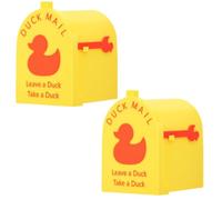 Kuanght 2Pcs Cruising Ducks Mini Mailbox 6.9×7.6×9.7 cm, Leave a Duck Take a Duck Mailbox Door Magnet with Movable Flag, Ship Door Decor Funny Family Travel Gift Fits Refrigerator and Metal Surfaces