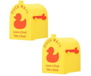 Kuanght 2Pcs Cruising Ducks Mini Mailbox 6.9×7.6×9.7 cm, Leave a Duck Take a Duck Mailbox Door Magnet with Movable Flag, Ship Door Decor Funny Family Travel Gift Fits Refrigerator and Metal Surfaces