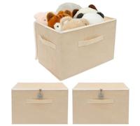 Kuanght 3 Pcs Fabric Storage Box with Combination Lock, Foldable Rigid Storage Basket Bins with Lid and Handle, Wardrobe Storages Organiser for Clothes Quilts Toys and Snack, 38 x 26 x 26 cm