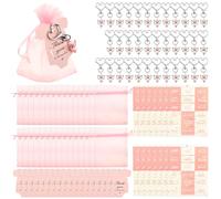 Kuanght 36 Sets Baby Shower Favor Including Angel Keychain Thank You Card Candy Bag and Label Sticker, Guardian Angel Keychains Kits for Kid Birthday Party Return Presents