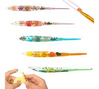 Kuanght 5Pcs Crochet Hooks 3.0mm-6.0mm Aluminium Crochet Needles with Resin Dried Flowers Handle, Ergonomic Crochets Hooks for Beginners, for Mothers Crocheting Lovers