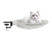 Kuanght Cat Desk Bed 40.6×12 cm, Felt Round Desktop Bed Hold Up to 40lbs, Desk Clamp Kitty Beds Suitable for Various Desktop Desks Cat Hammock for Remote Workers, Gamers and Home