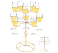 Kuanght Champagne Tree Stand for 10 Glasses, 2 Tier Cocktail Tree Stands, Screw-on Drinks Tower for Gin, Cocktails, Wine and Champagne, Metal Wine Glass Stand for Bar, Party, Wedding and Birthday