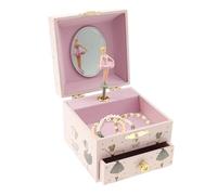 Kuanght Girl's Musical Jewellery Ballerina Box with Mirror 11×11×9 cm Fairy Design Kids Jewel Storage with Drawer, Kids Music Box for Ages 3-10, Pink